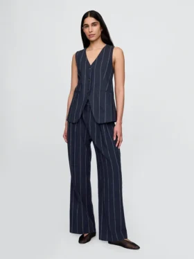 365 Broek met hoge taille van linnenmix
