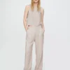 365 Broek met hoge taille van linnenmix