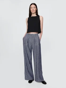 365 Broek met hoge taille van linnenmix