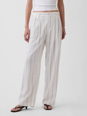 365 Broek met hoge taille van linnenmix
