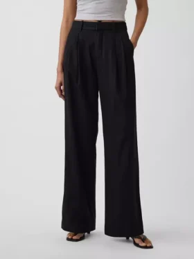 365 Broek met hoge taille van linnenmix