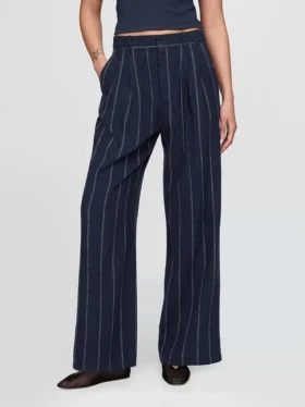 365 Broek met hoge taille van linnenmix
