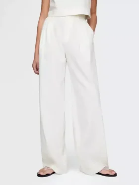 365 Broek met hoge taille van linnenmix