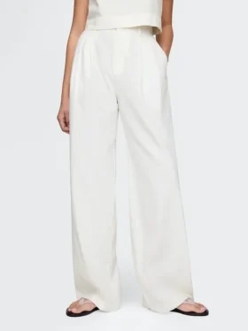 365 Broek met hoge taille van linnenmix