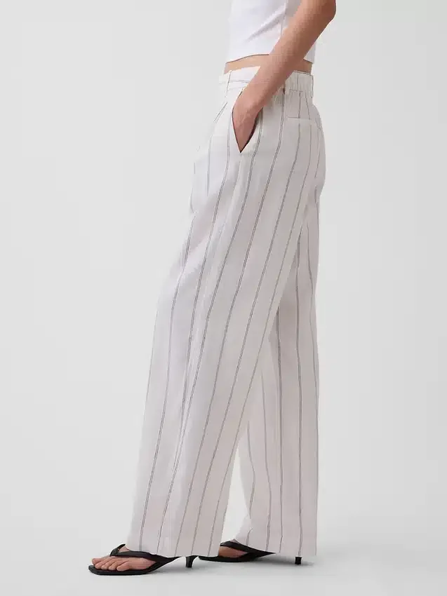 365 Broek met hoge taille van linnenmix