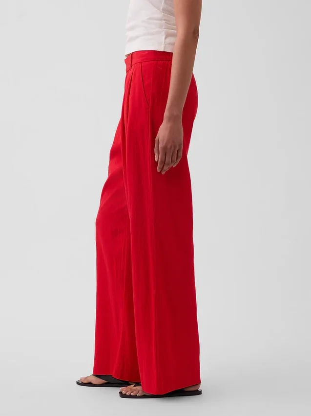 365 Broek met hoge taille van linnenmix