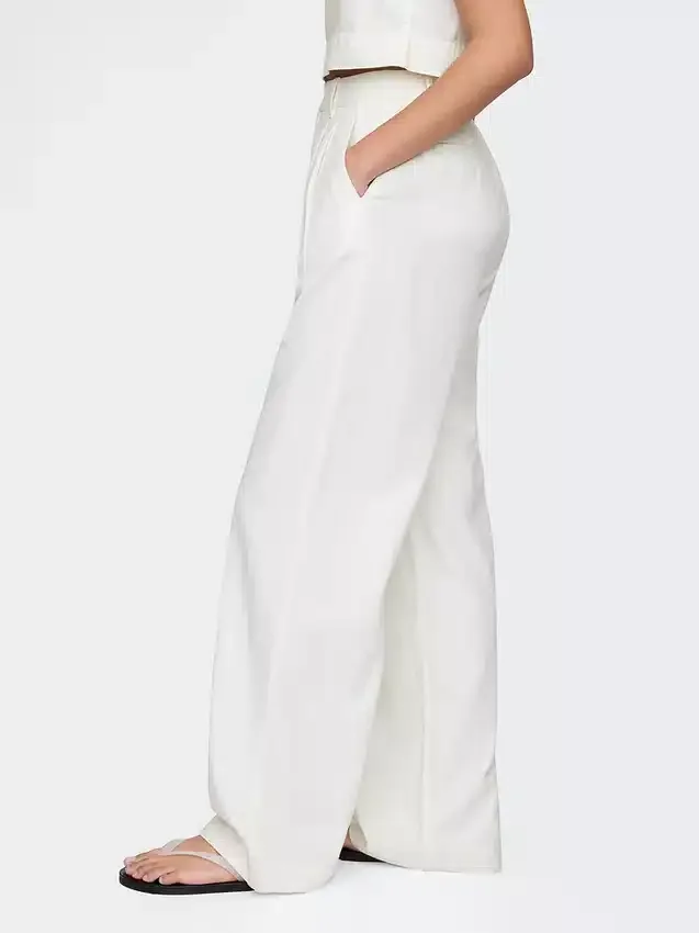 365 Broek met hoge taille van linnenmix