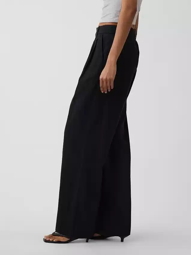 365 Broek met hoge taille van linnenmix