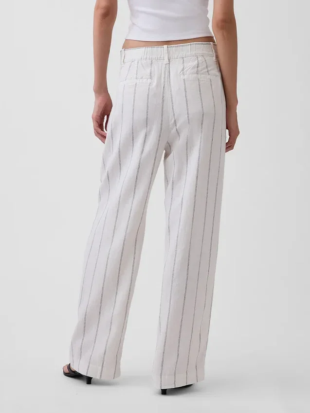 365 Broek met hoge taille van linnenmix