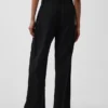 365 Broek met hoge taille van linnenmix