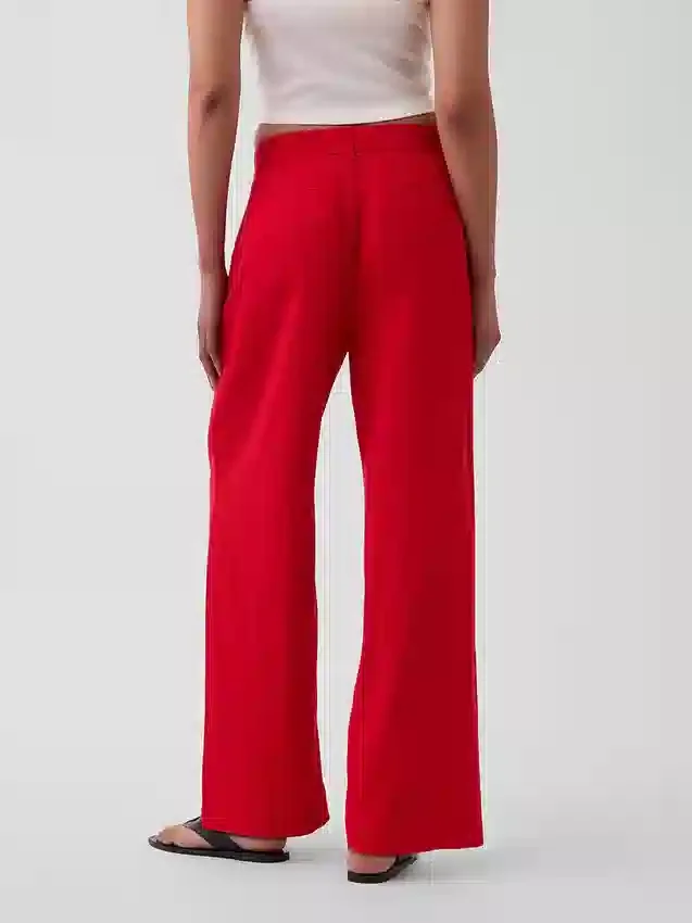 365 Broek met hoge taille van linnenmix