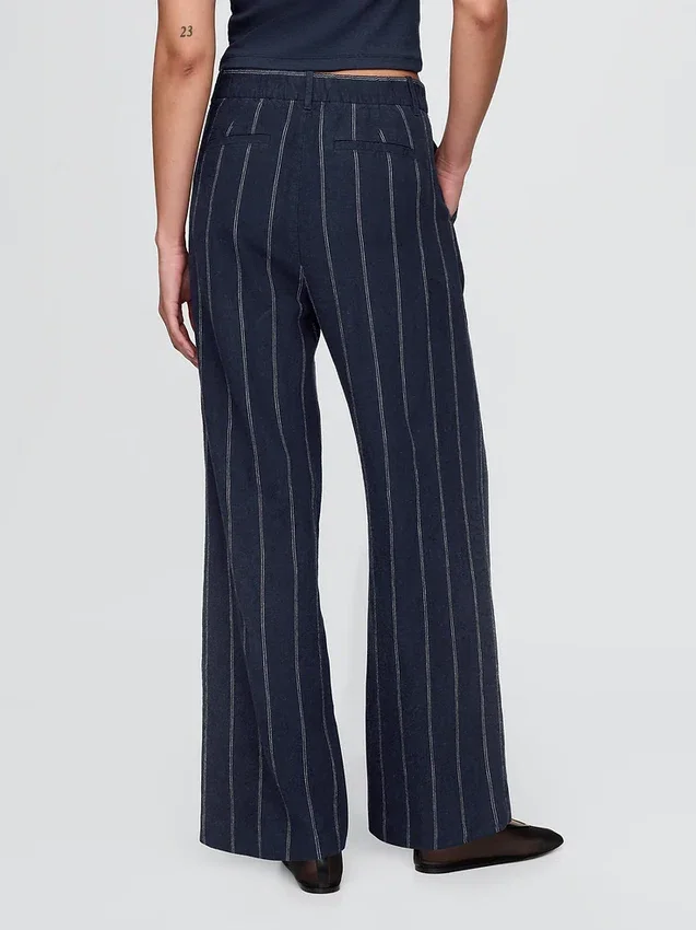 365 Broek met hoge taille van linnenmix