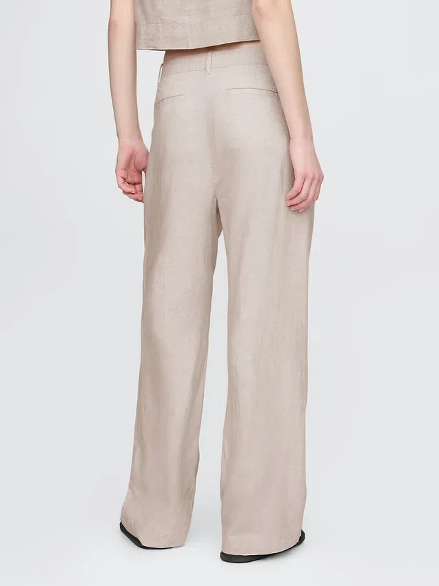 365 Broek met hoge taille van linnenmix