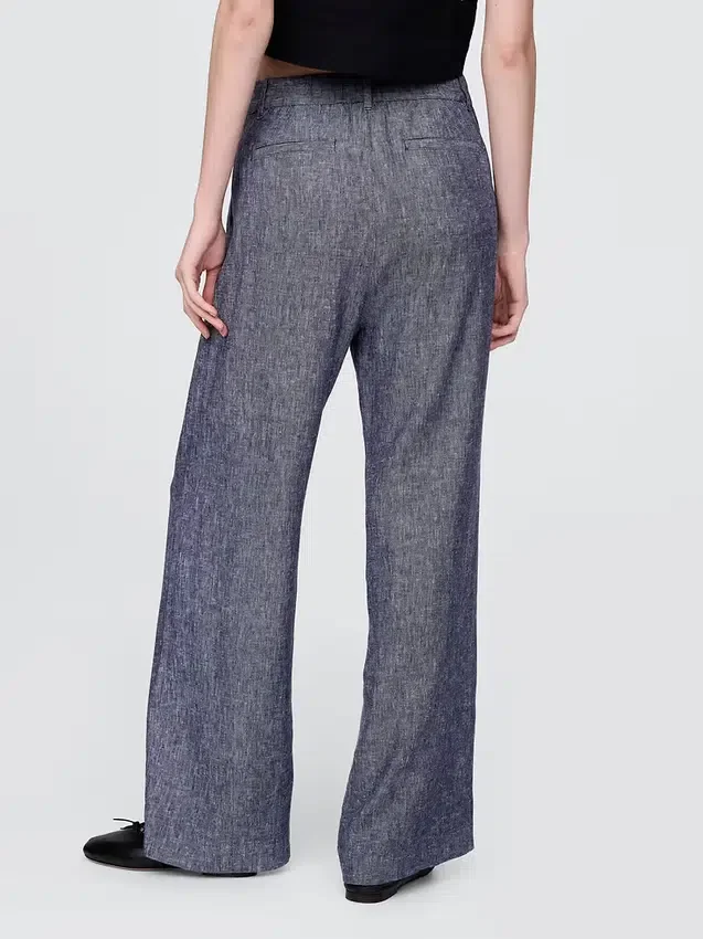 365 Broek met hoge taille van linnenmix