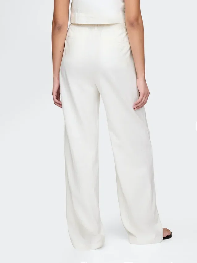 365 Broek met hoge taille van linnenmix