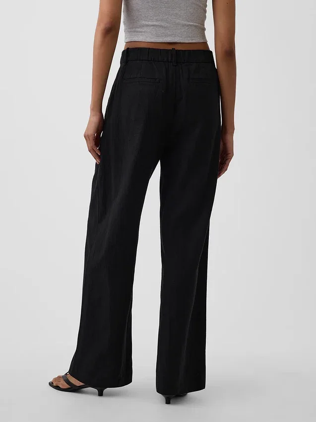 365 Broek met hoge taille van linnenmix