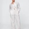 365 Broek met hoge taille van linnenmix