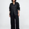 365 Broek met hoge taille van linnenmix