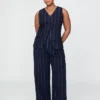 365 Broek met hoge taille van linnenmix