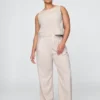 365 Broek met hoge taille van linnenmix