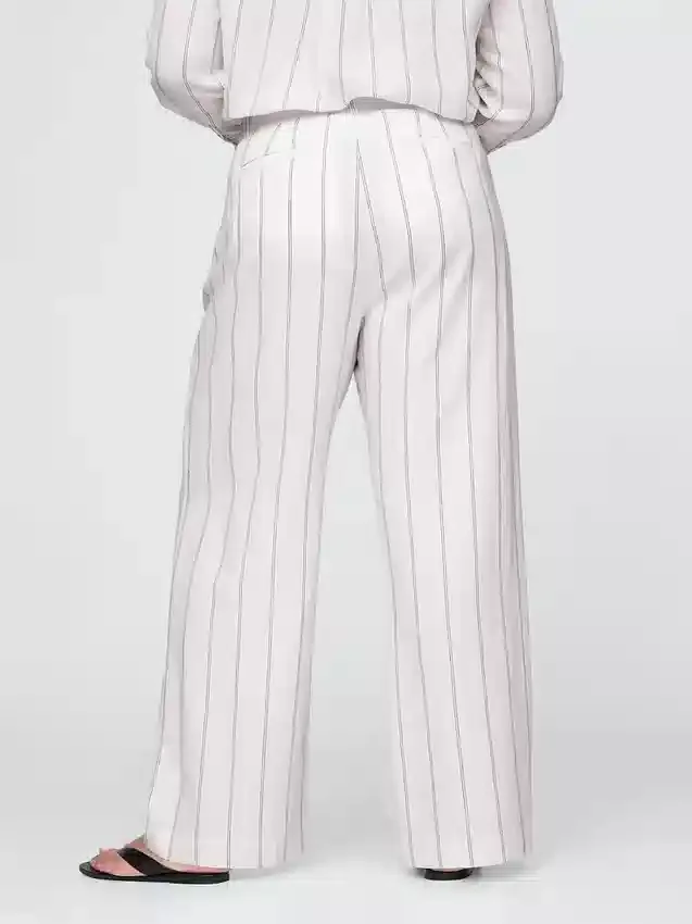 365 Broek met hoge taille van linnenmix