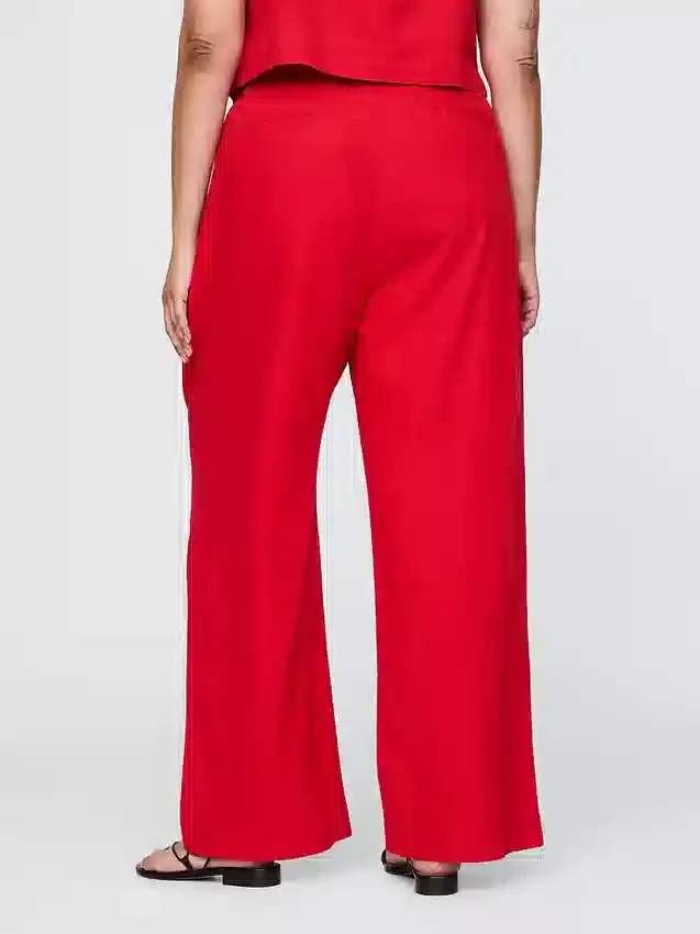 365 Broek met hoge taille van linnenmix
