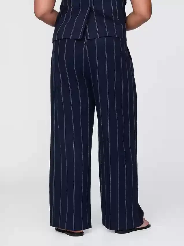 365 Broek met hoge taille van linnenmix