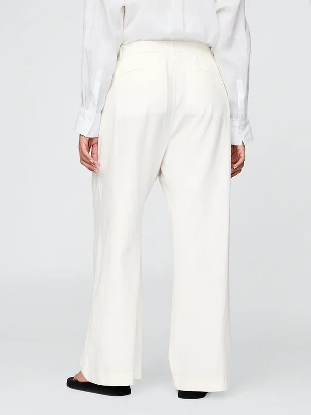 365 Broek met hoge taille van linnenmix