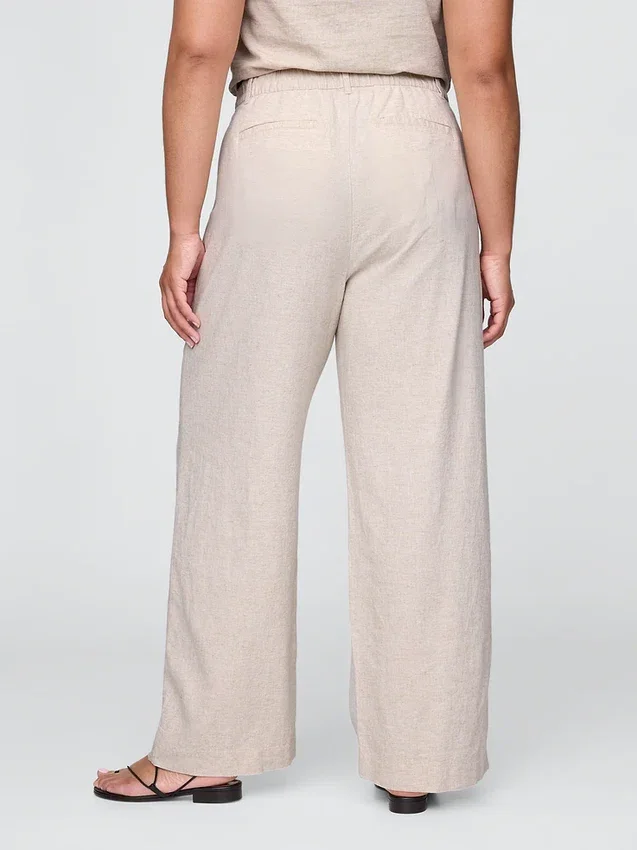 365 Broek met hoge taille van linnenmix