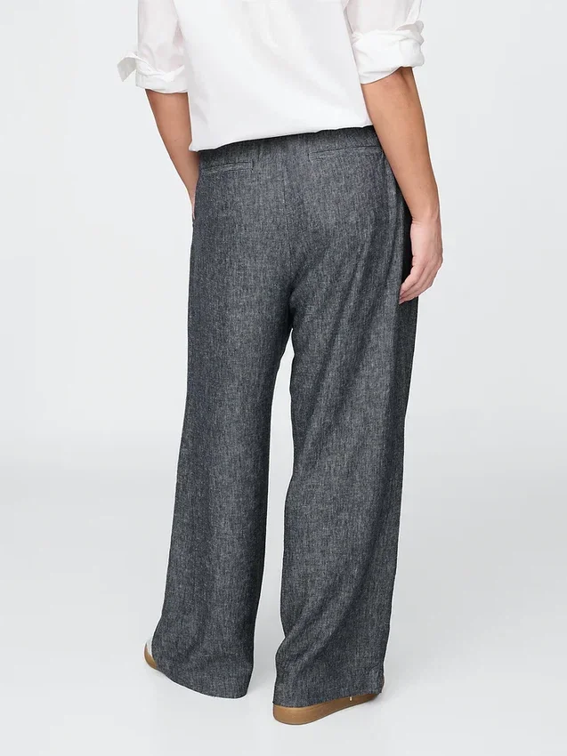 365 Broek met hoge taille van linnenmix