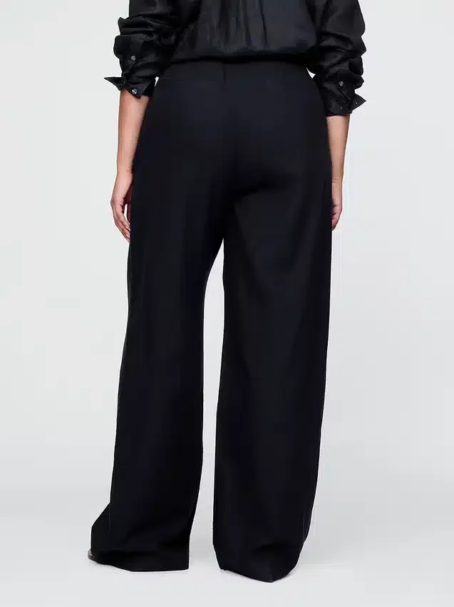 365 Broek met hoge taille van linnenmix