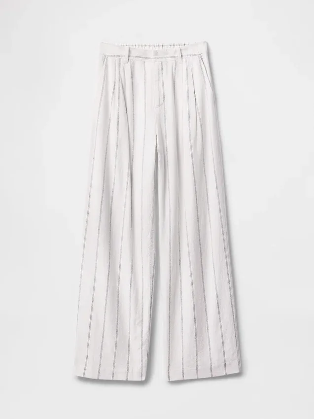 365 Broek met hoge taille van linnenmix