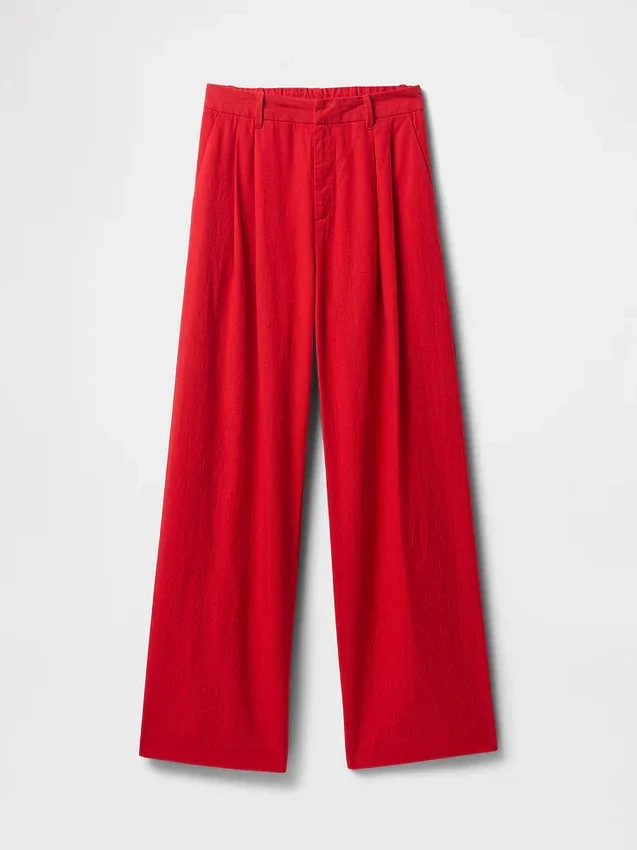 365 Broek met hoge taille van linnenmix