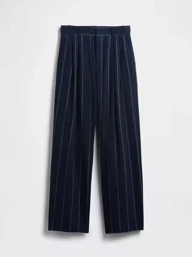 365 Broek met hoge taille van linnenmix
