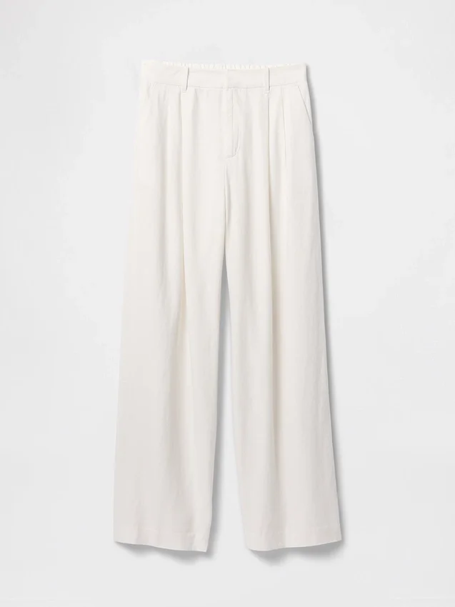365 Broek met hoge taille van linnenmix