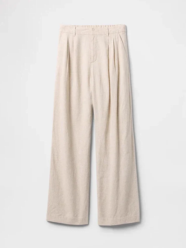 365 Broek met hoge taille van linnenmix