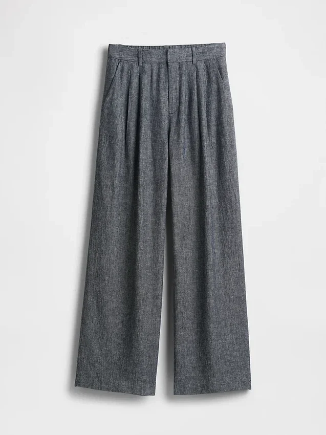 365 Broek met hoge taille van linnenmix