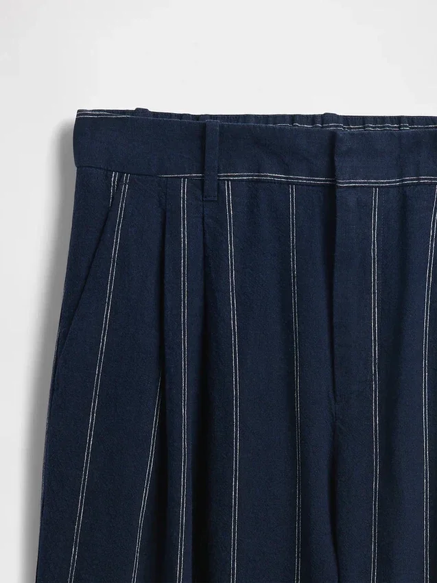 365 Broek met hoge taille van linnenmix