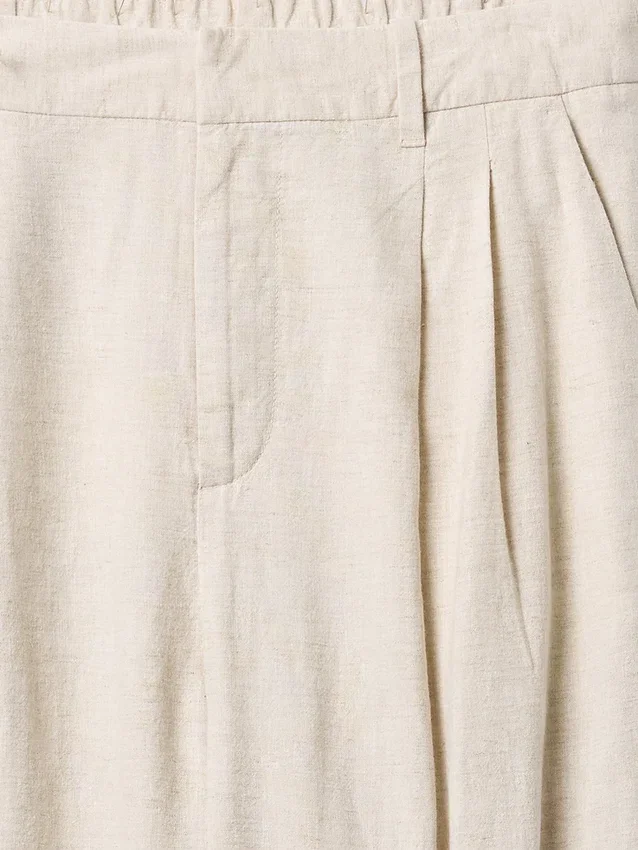 365 Broek met hoge taille van linnenmix
