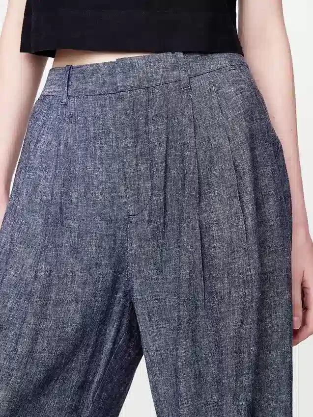 365 Broek met hoge taille van linnenmix
