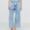 365 High Rise ultrazachte denim broek met plooien tot aan de enkels