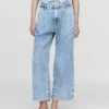 365 High Rise ultrazachte denim broek met plooien tot aan de enkels