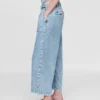 365 High Rise ultrazachte denim broek met plooien tot aan de enkels