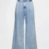 365 High Rise ultrazachte denim broek met plooien tot aan de enkels