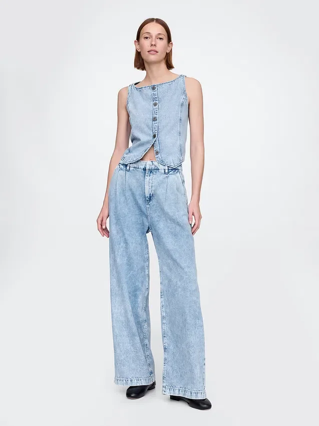 365 High Rise ultrazachte denimbroek met plooien