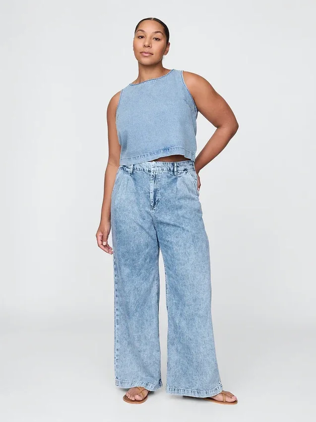 365 High Rise ultrazachte denimbroek met plooien