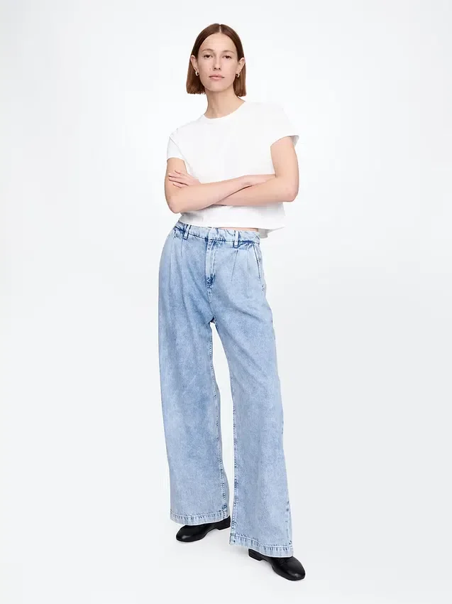 365 High Rise ultrazachte denimbroek met plooien