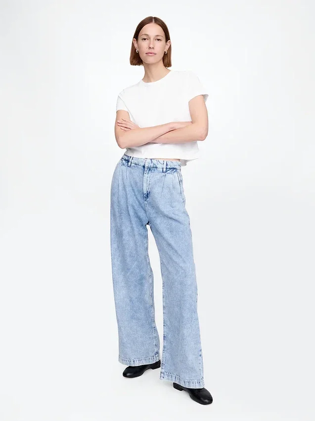 365 High Rise ultrazachte denimbroek met plooien