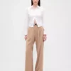365 hooggetailleerde broek van geborsteld twill met plooien