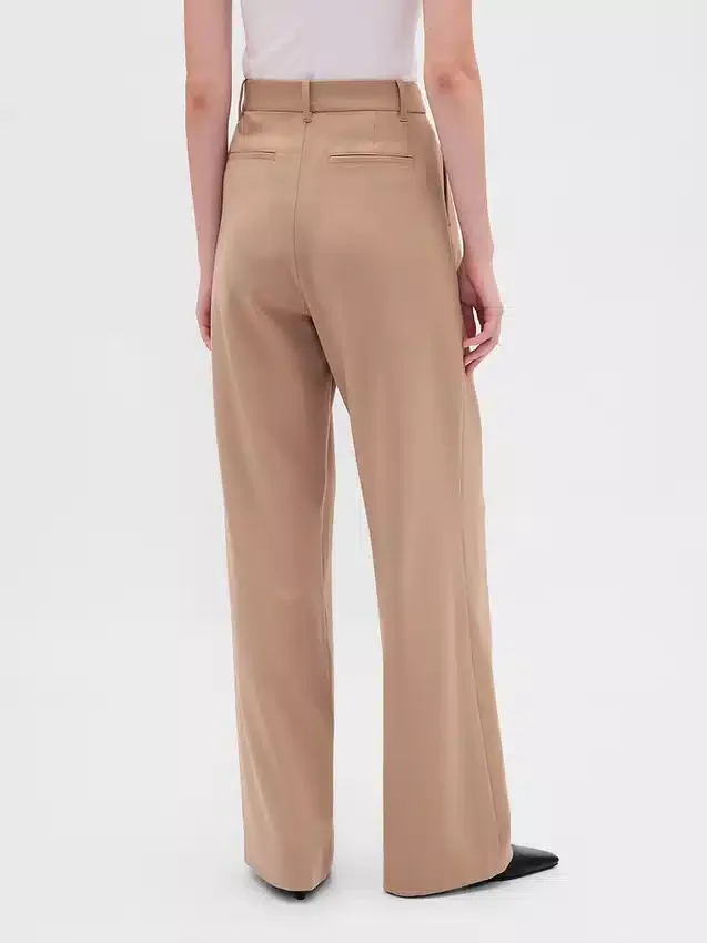 365 hooggetailleerde broek van geborsteld twill met plooien